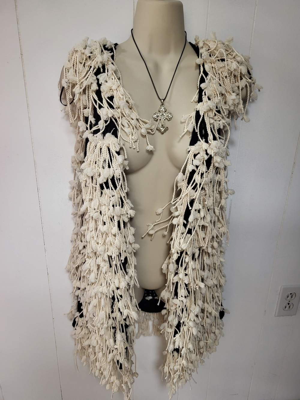 Atmosphere Ivory Pom-Pom Fringe Vest - Women Jackets & Coats, Sizem